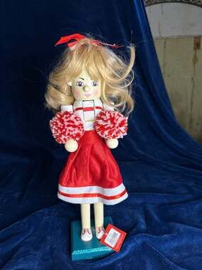 St. Nicholas Square Wooden Cheerleader Nutcracker Red and White